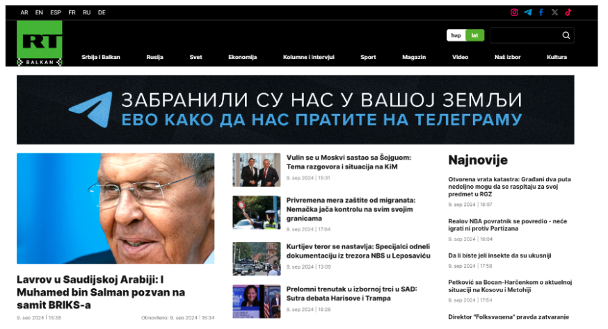 Balkan Gateway: How RT Circumvents EU Sanctions to Spread Kremlin Propaganda in Serbia